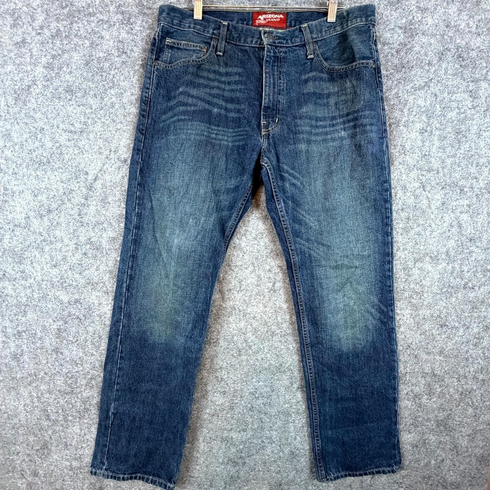 Arizona Jeans Mens 34 Blue Denim Cotton Mid Rise Medium Wash Straight Leg